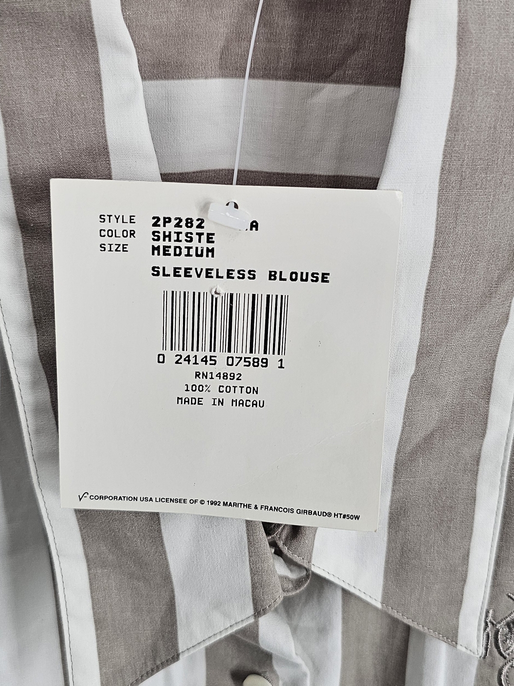 Marithe + Francois Girbaud Sleeveless Blouse Striped Cotton Blouse in White & - Picture 3 of 10